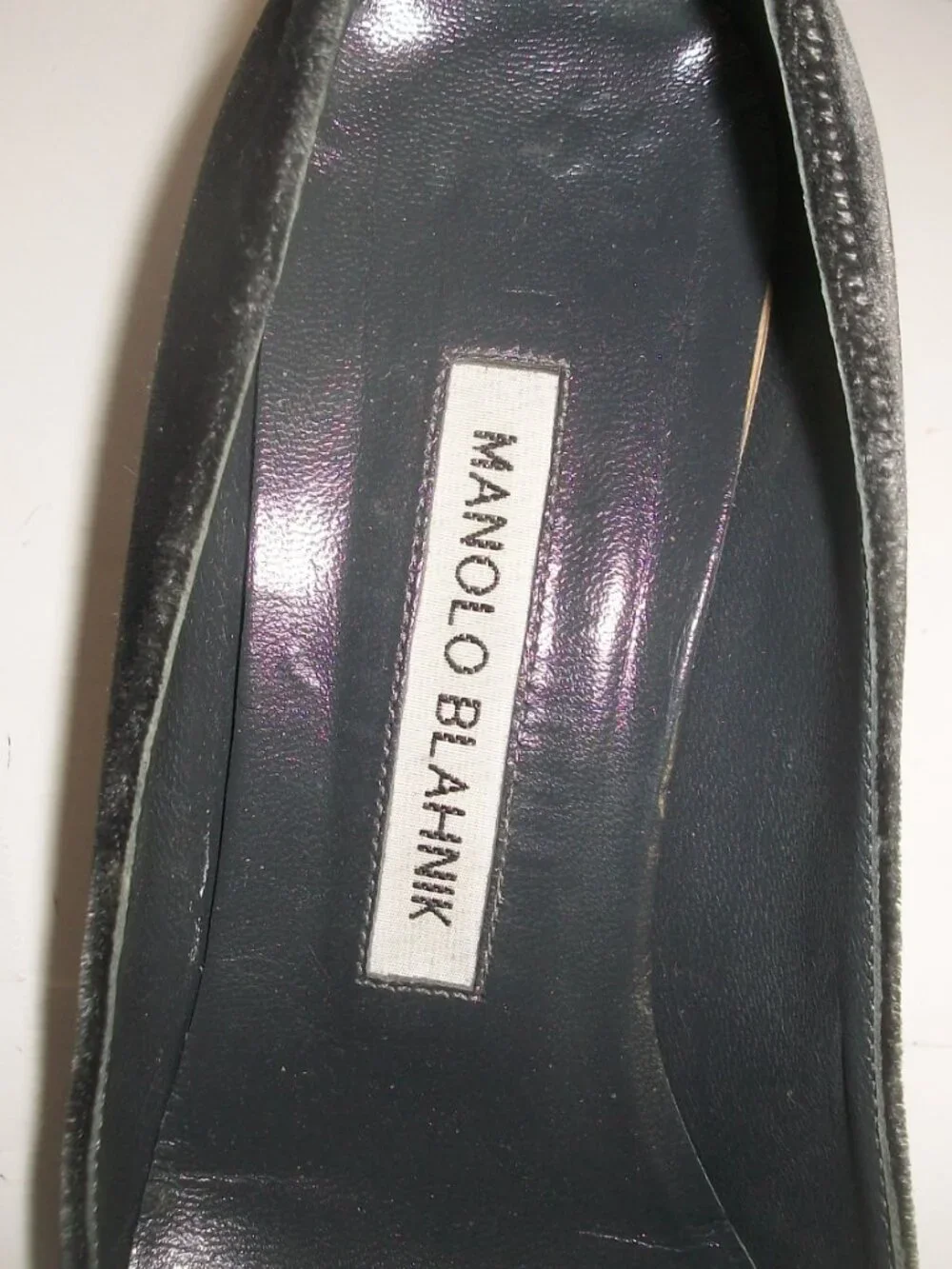 Manolo Blahnik Gray-Blue Velvet Low Block-Heel Ankle Strap Pumps 6M EUC